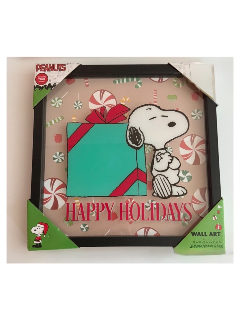 Peanuts nwt Snoopy Holiday Wall Art -  12 x 12 x 1.1 Red, White
